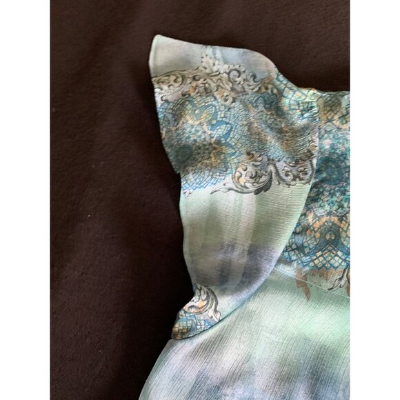 Christopher & Banks Womens Size Large Blue Patterned Polyester Blouse Beaded Det - Picture 8 of 14